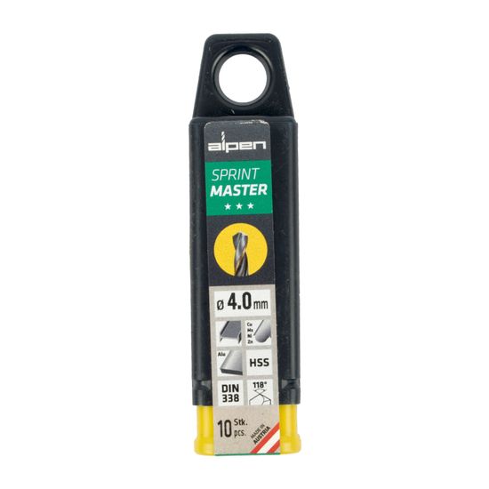 ALPEN Hss Sprint Master 4.0mm 10-pack Hang Tag Din 338 ALPEN Drill Bits