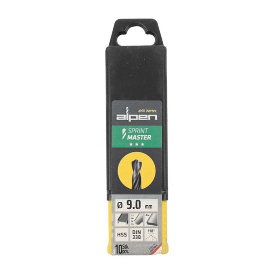 ALPEN Hss Sprint Master 9.0mm 10-pack Hang Tag Din 338 ALPEN Drill Bits