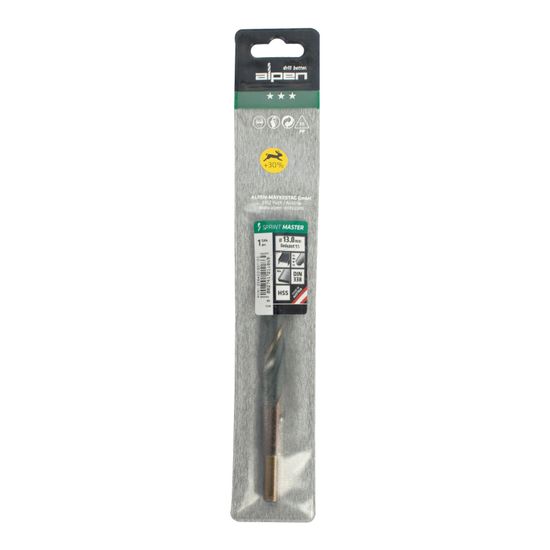 ALPEN Hss Sprint Master 13.0mm Red Shank 9.5mm X1 Sleeved Din338 ALPEN Drill