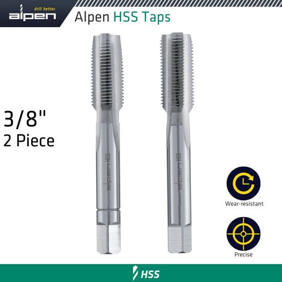 ALPEN Hss Hand Tap Set Imperial G 3/8' Pouched