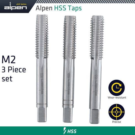ALPEN Hand Tap Set In Pouch M2 Hss 0.5mm Pitch