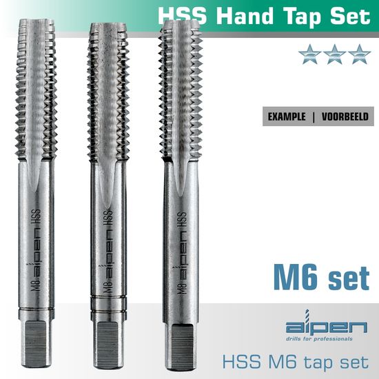 ALPEN Hand Tap Set In Pouch M6 Hss 1.0mm Pitch
