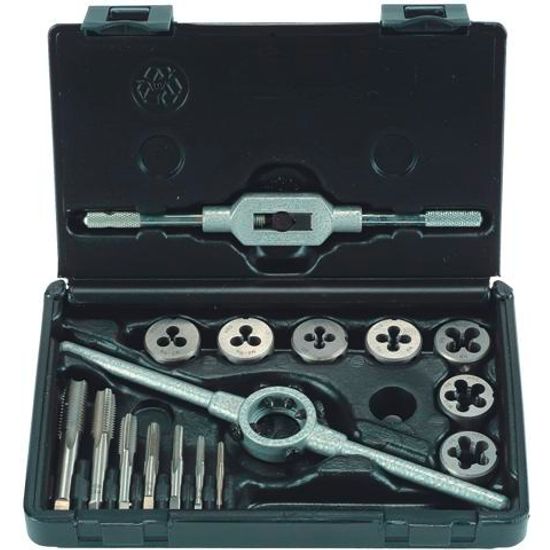 ALPEN Tap & Die Set 16 Piece M3 - M12 Hss With Die Holder & Tap Wrench