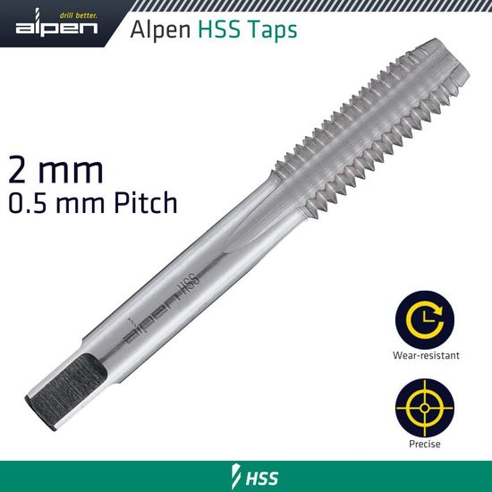 ALPEN Tap 2mm Hss In Pouch 0.5mm Pitch