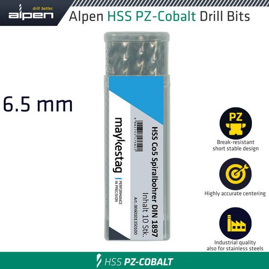ALPEN Cobalt Drill Short Bulk 6.50mm