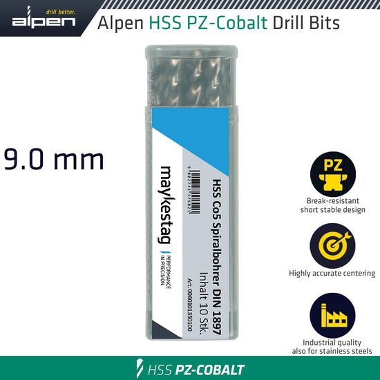 ALPEN Cobalt Drill Short Bulk 9.00mm