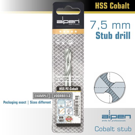 ALPEN Cobalt Drill Bit Short Pouch 7.5mm