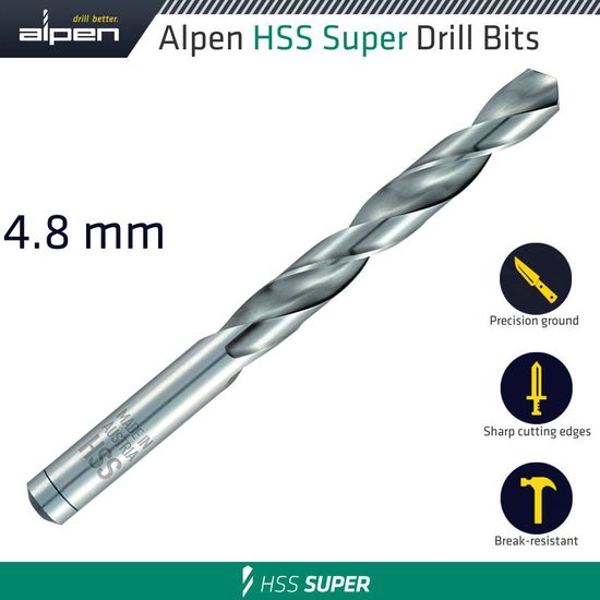 ALPEN Hss Super Drill Bit 4.8mm Bulk