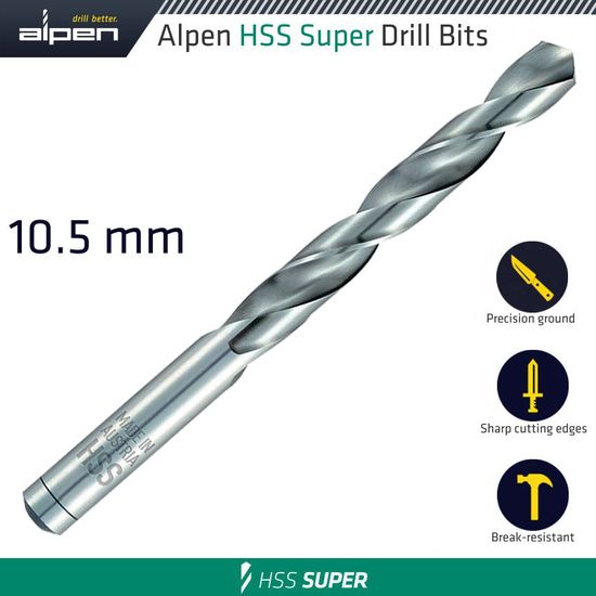 ALPEN Hss Super Drill Bit 10.5mm Bulk