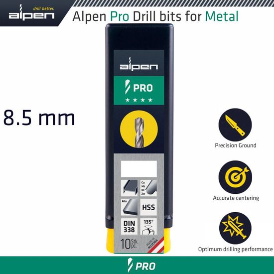 ALPEN Pro Hss Drill Din 338 Rn 135 With Split Point 8.5mm Bulk