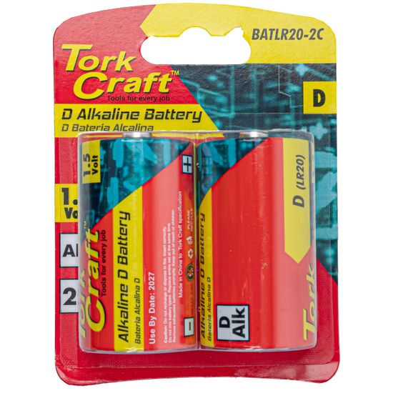 TORK CRAFT Battery D 1.5v 2 Pack Carded Alkaline