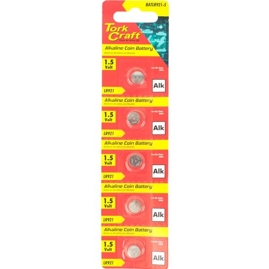 TORK CRAFT Lr921 Alkaline Coin Battery X5 Pack