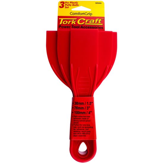 TORK CRAFT Putty Knife Plastic 3 Piece Set 38 76 & 100mm 1.5'/3'/4'