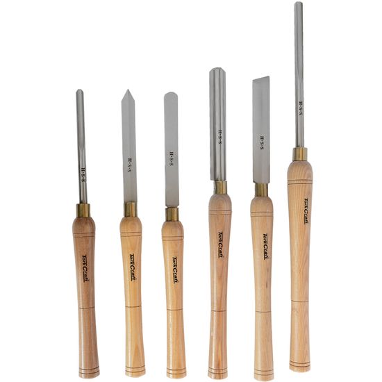 TORK CRAFT Chisel Set Wood Turning Hss 6 Piece Wooden Case
