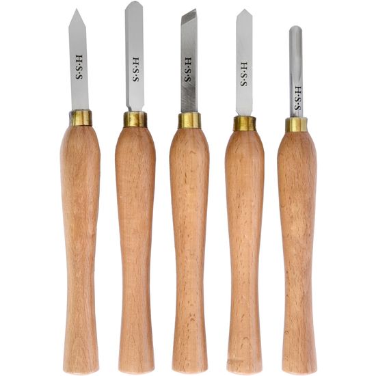 TORK CRAFT Chisel Set Wood Turning 270mm Hss 5 Piece Wood Case