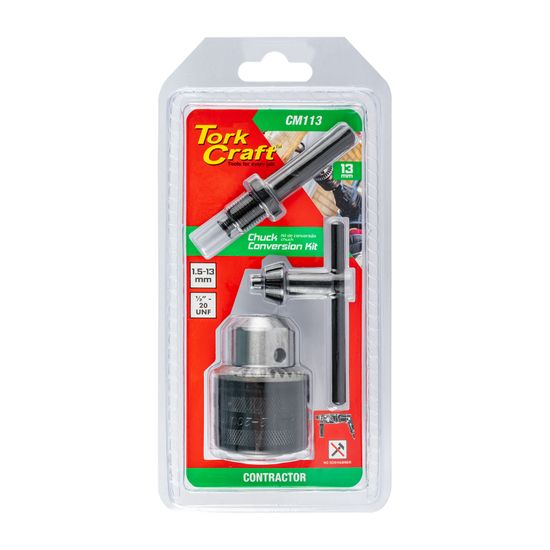 TORK CRAFT Chuck & Key 13mm 1/2'x 20unf & Sds Adaptor
