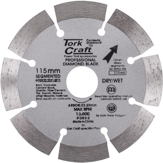 TORK CRAFT Diamond Blade Segmented 115mm With 12mm Segments
