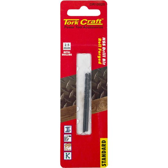 TORK CRAFT Drill Bit Hss Standard 2.5mm 2/card