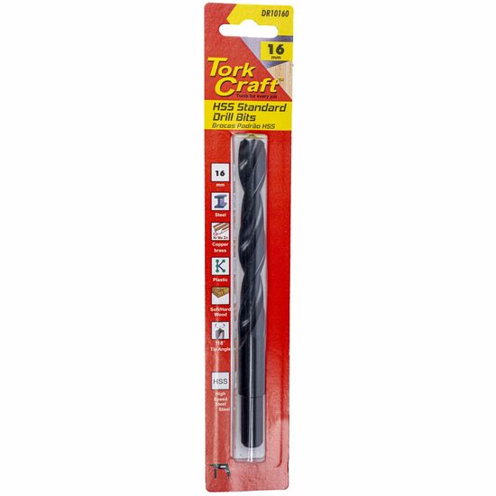 TORK CRAFT Drill Bit Hss Standard 16.0mm Reduced Shank 1/card