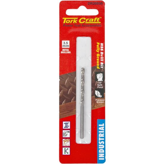 TORK CRAFT Drill Hss 3.5mm 135deg 1/card Industrial Bit