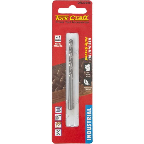 TORK CRAFT Drill Hss 4.5mm 135deg 1/card Industrial Bit