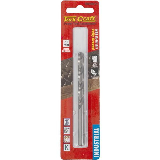 TORK CRAFT Drill Hss 7.5mm 135deg 1/card Industrial Bit