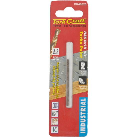 TORK CRAFT Drill Bit Hss Turbo Point 2.5mm 1/card