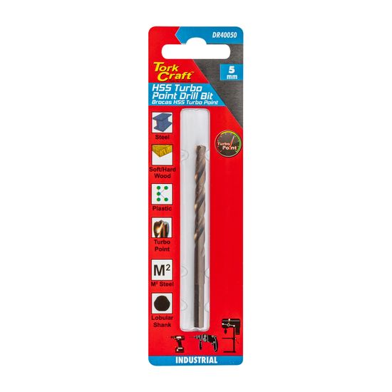 TORK CRAFT Drill Bit Hss Turbo Point 5.0mm 1/card