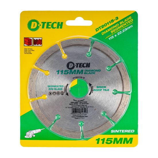 D-TECH Diamond Blade Segmented 115x22,23 Clay Brick/masonry