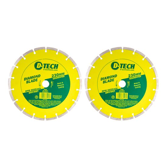 D-TECH Diamond Blade Segmented Std. 230 X 22.23mm Bulk 2pc