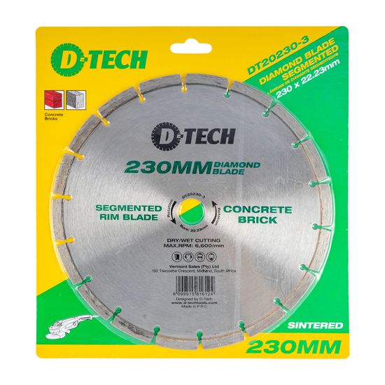 D-TECH Diamond Blade Segmented Std. 230x22,23mm Concrete/cement