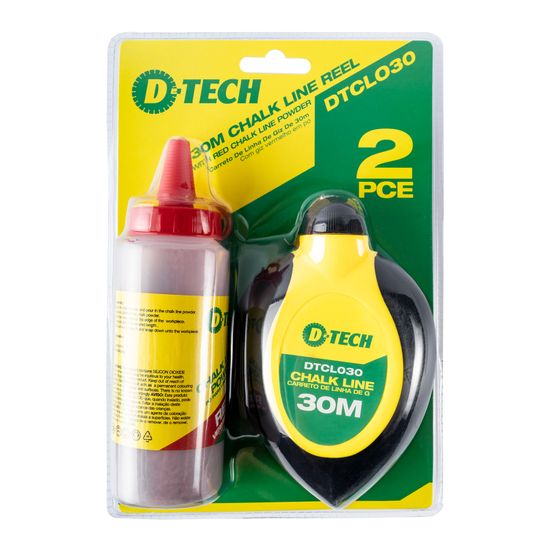 D-TECH Chalk Line 30m Reel Abs Shell Red Powder H/duty