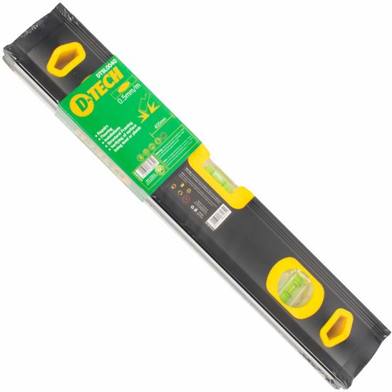 D-TECH Spirit Level Beam 400mm X 1.6mm 3 X Vial 0.5mm Accur. Alum.