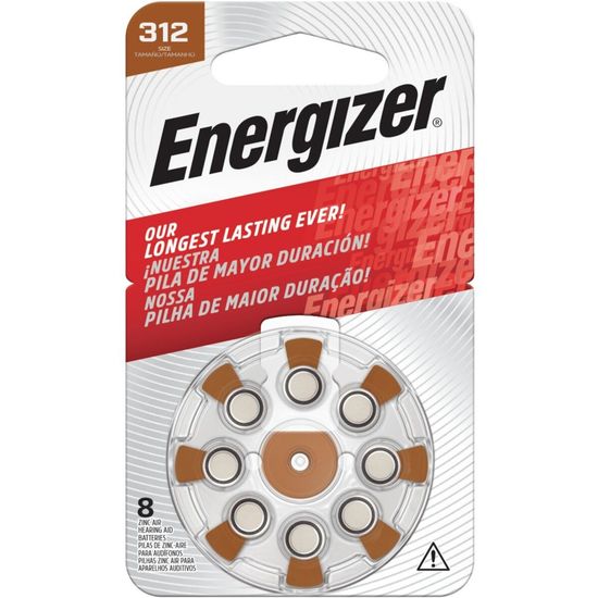 ENERGIZER Hearing Aid Battery Az312 Brown 8 Pack