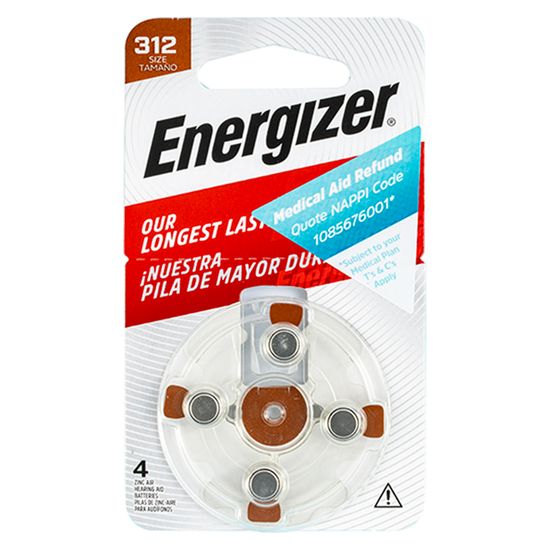 ENERGIZER Hearing Aid Bat 312 Brown 4 Pack