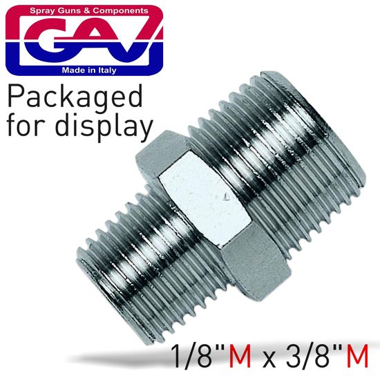 GAV Taper Reducer Nipple 1/8 X 3/8 M/m Packaged