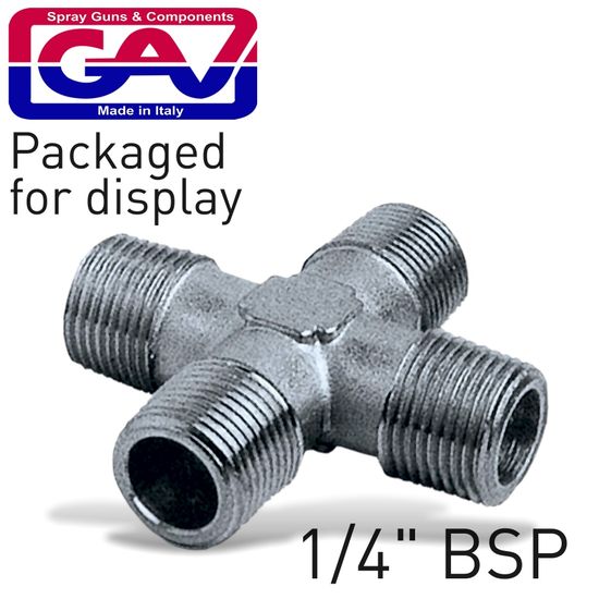 GAV 4-way Connector 1/4' Mmmm Packaged