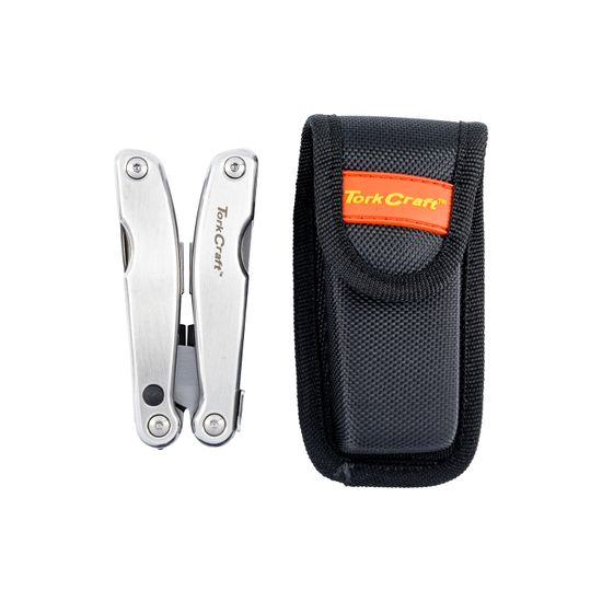 TORK CRAFT Multitool Silver Mini With Led Light With Nylon Pouch In Blister