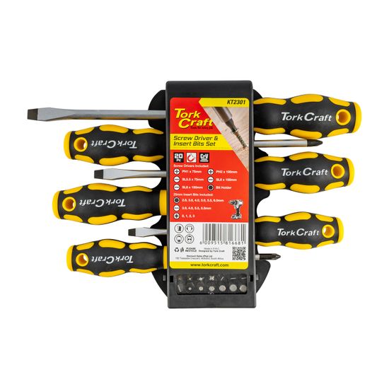 TORK CRAFT 20pc Screwdriver Set Includes Insert Bits