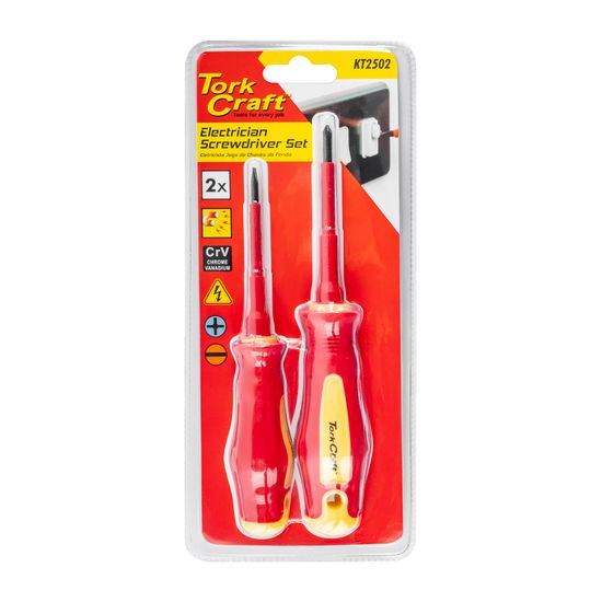 TORK CRAFT 2pc Screwdriver Insulated Vde 3.5x75mm Slotted & Ph1x80mm