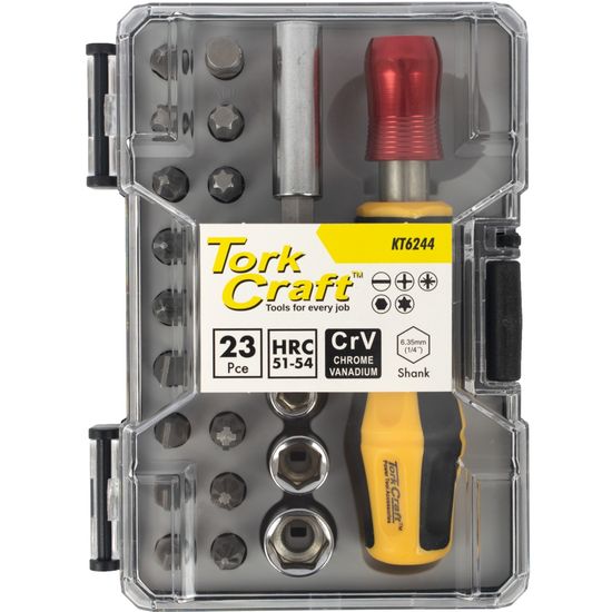 TORK CRAFT S/driver Insert & Socket Bit Set 23pc With Bit Holder
