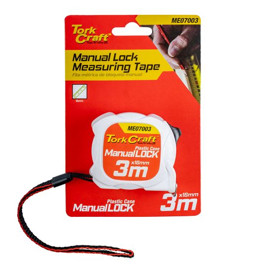 TORK CRAFT Measuring Tape Manual Lock 3m X 16mm Plastic Casing
