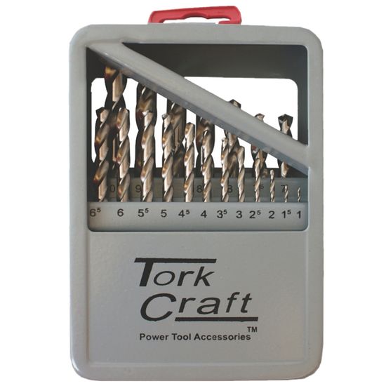 TORK CRAFT Drill Bit Set 19pce Hss Ground Bright Finish