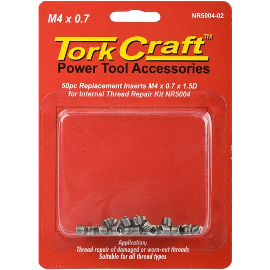 TORK CRAFT Thread Repair Kit M4 X 0.7 X1.5d Repl. Inserts For Nr5004