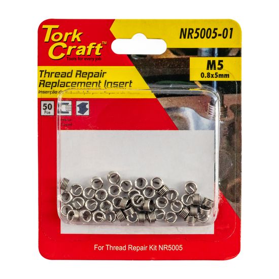 TORK CRAFT Thread Repair Kit M5 X 0.8 X 1.0d Repl. Inserts For Nr5005