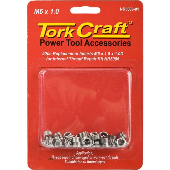 TORK CRAFT Thread Repair Kit M6 X 1.0 X 1.0d Repl. Inserts For Nr5006