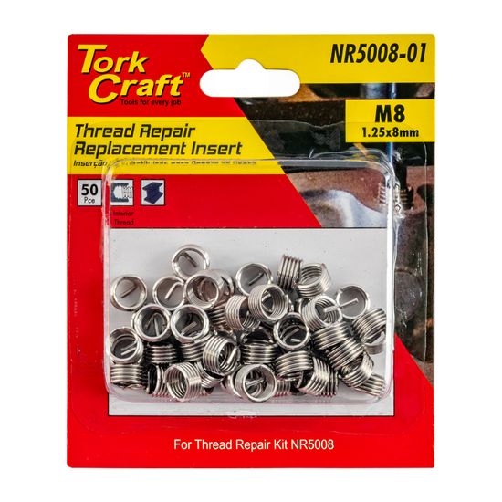 TORK CRAFT Thread Repair Kit M8 X 1.25 X 1.0d Repl. Inserts For Nr5008