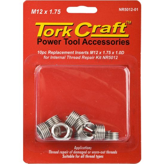 TORK CRAFT Thread Repair Kit M12 X 1.75 X 1.0d Repl. Inserts For Nr5012