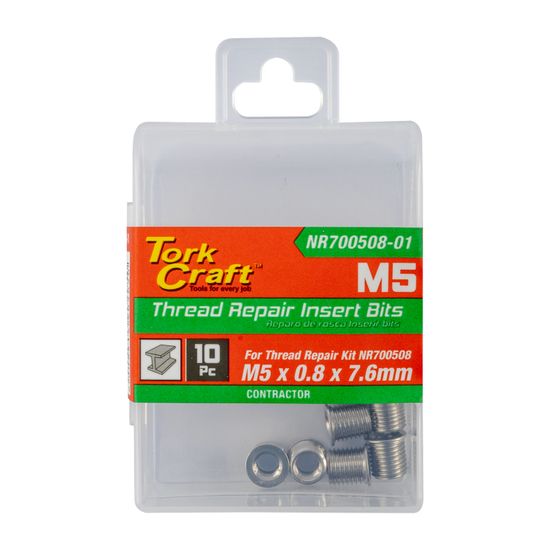 TORK CRAFT Repl. Insert 10pc M5 X 0.8 X 7.6mm S/steel For Nr700508
