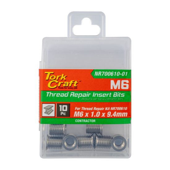 TORK CRAFT Repl. Insert 10pc M6 X 1.0 X 9.4mm S/steel For Nr700610